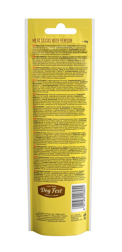 Dog Fest Meat Sticks With Venison For Adult Dogs 45g | Lean Venison Jerky Sticks