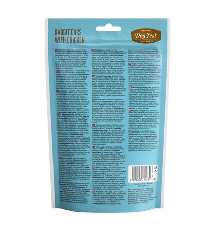 Dog Fest Rabbit Ears With Chicken For Puppies 90g | Soft Chew Treats for Young Dogs