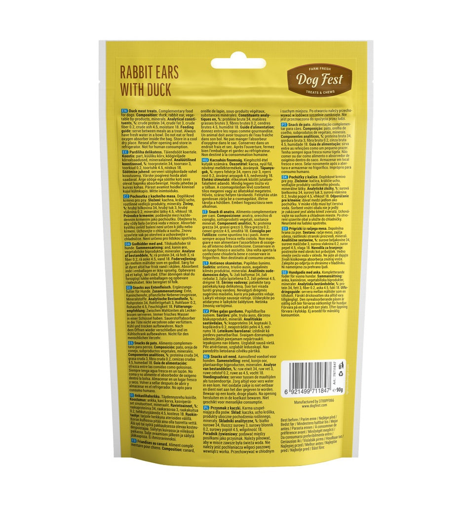 Dog Fest Duck Fillet On Chewy Stick For Adult Dogs 90g | Long-Lasting Duck & Rawhide Chew