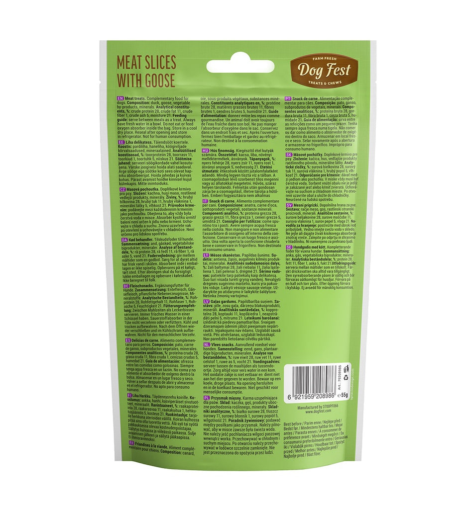 Dog Fest Slices With Goose For Small Breeds 55g | Tender Goose Meat Treats