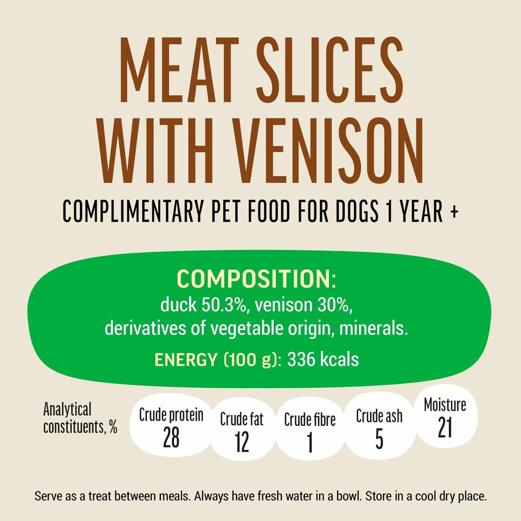 Dog Fest Slices With Venison For Adult Dogs 90g | Venison & Duck Blend Treats