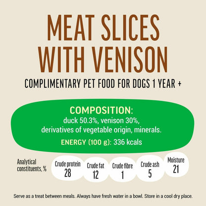 Dog Fest Slices With Venison For Adult Dogs 90g | Venison & Duck Blend Treats