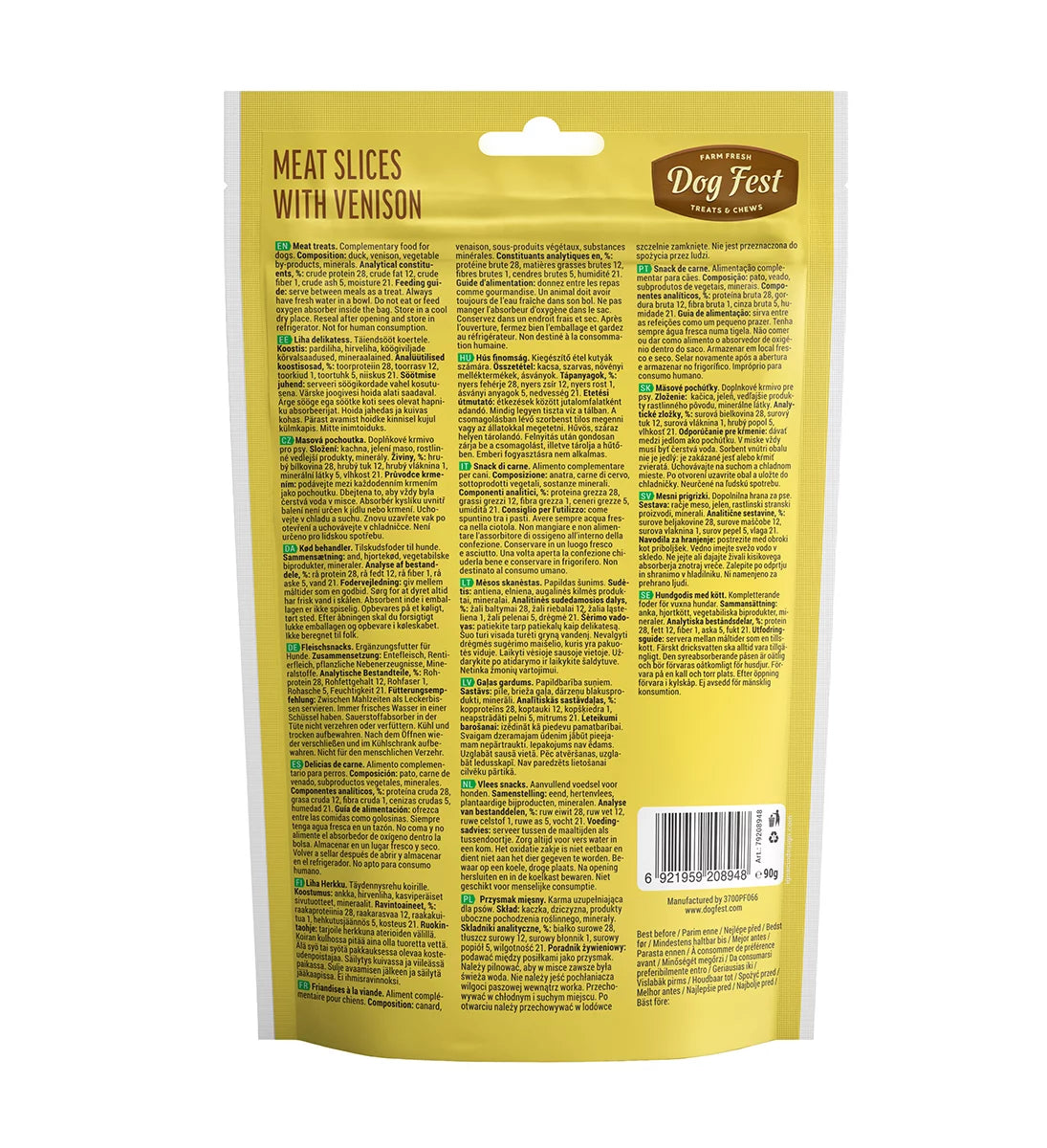 Dog Fest Slices With Venison For Adult Dogs 90g | Venison & Duck Blend Treats