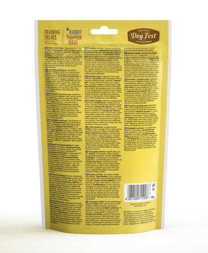 Dog Fest Training Treats Rabbit & Pumpkin Seeds 90g | Vitamin-Rich Soft Training Bites