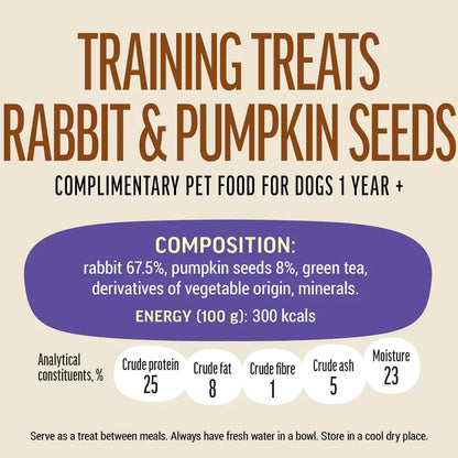 Dog Fest Training Treats Rabbit & Pumpkin Seeds 90g | Vitamin-Rich Soft Training Bites