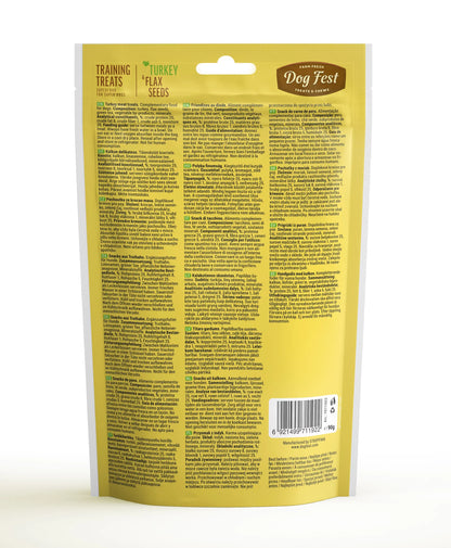 Dog Fest Training Treats Turkey & Flax Seeds 90g | Omega-Rich Soft Training Bites