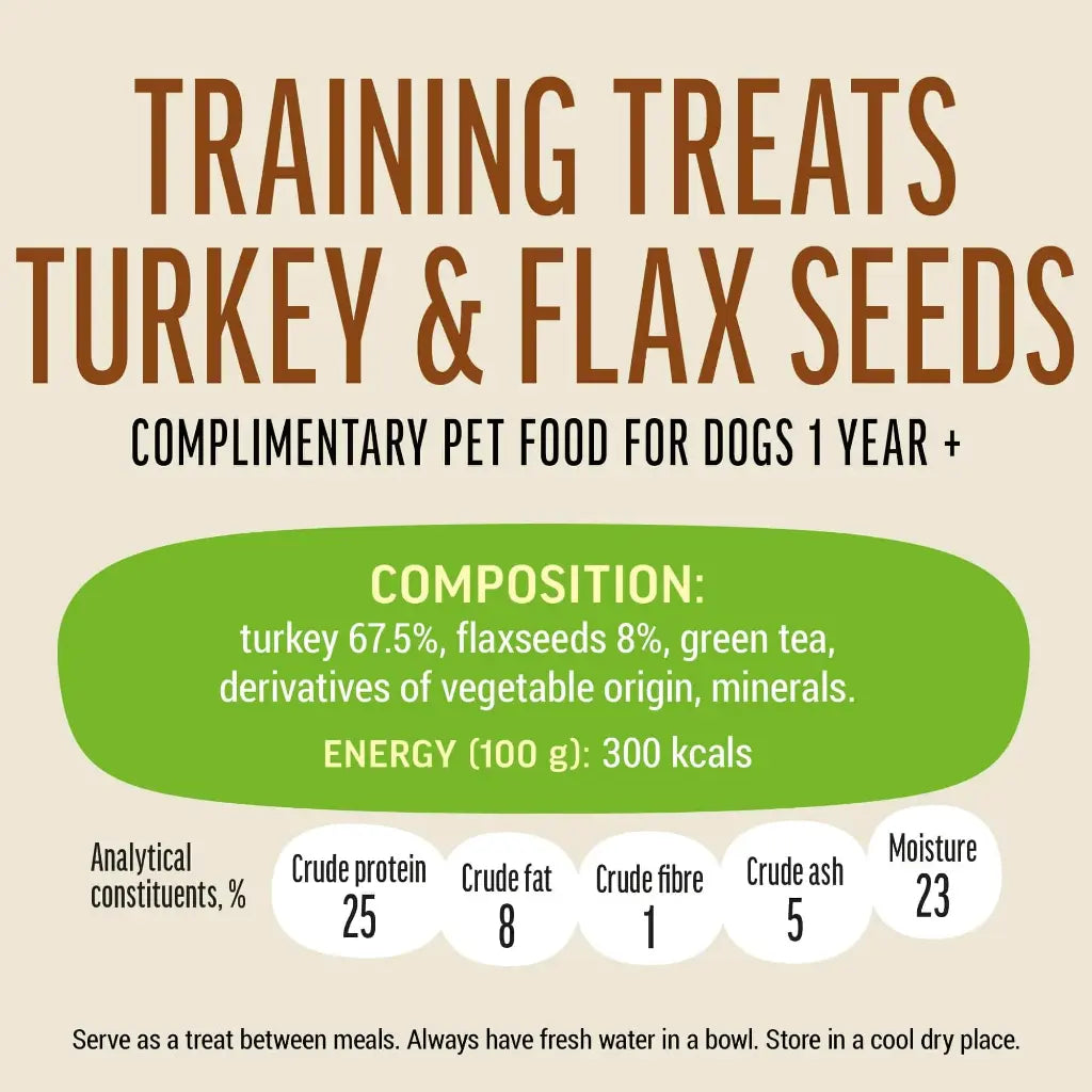 Dog Fest Training Treats Turkey & Flax Seeds 90g | Omega-Rich Soft Training Bites