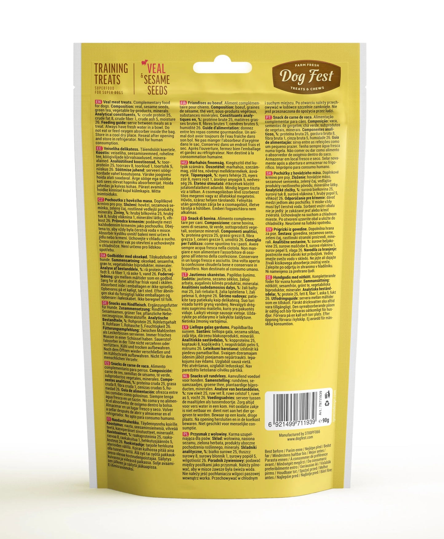 Dog Fest Training Treats Veal & Sesame Seeds 90g | Nutrient-Packed Training Bites