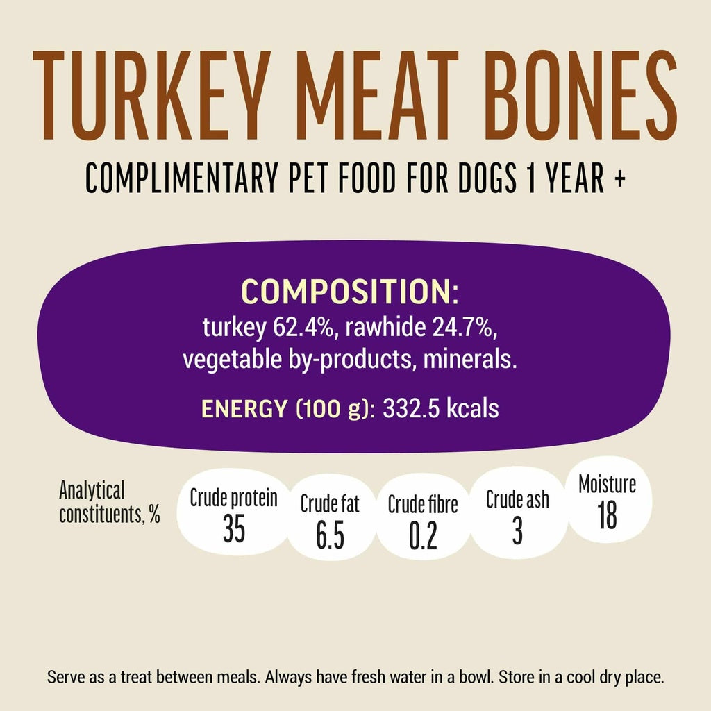 Dog Fest Turkey Meat Bones For Small Breeds 55g | Turkey-Covered Chew Bones for Small Dogs