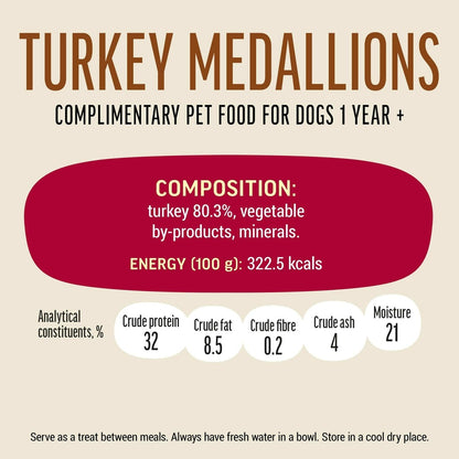 Dog Fest Turkey Medallions For Small Breeds 55g | Gentle Turkey Treats for Small Dogs