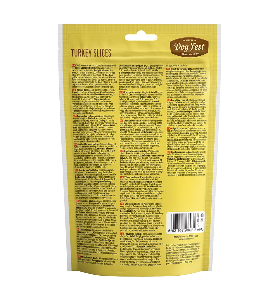Dog Fest Turkey Slices For Adult Dogs 90g | Turkey Treats for Sensitive Stomachs
