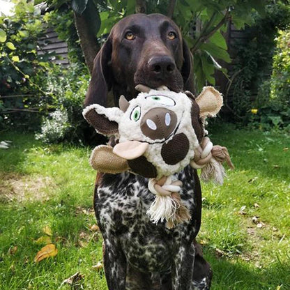 Duvo+ Canvas Plush Cow Dog Toy | Durable Canvas Dog Toy