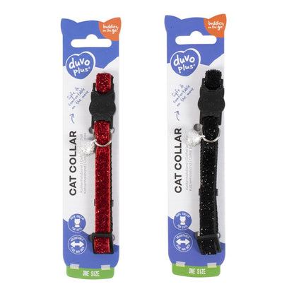 Duvo+ Cat Collar Glitter 2 Nylon | Sparkling Cat Collar with Safety Buckle & Bell