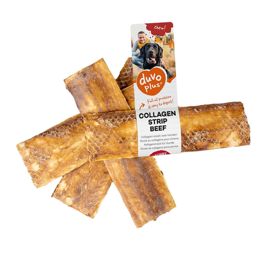 Duvo+ Chew! Collagen Strip Beef 15cm | Natural Beef Collagen Chew 32g