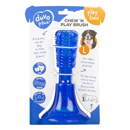 Duvo+ Chew 'n Play Brush Fix L Blue | Durable Dental Chew Toy for Large Dogs