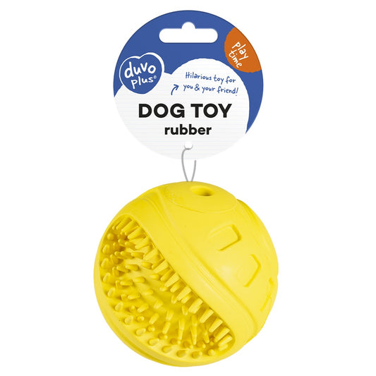 Duvo+ Giggle Ribble Ball Yellow | Squeaky Rubber Dog Toy 8.5cm