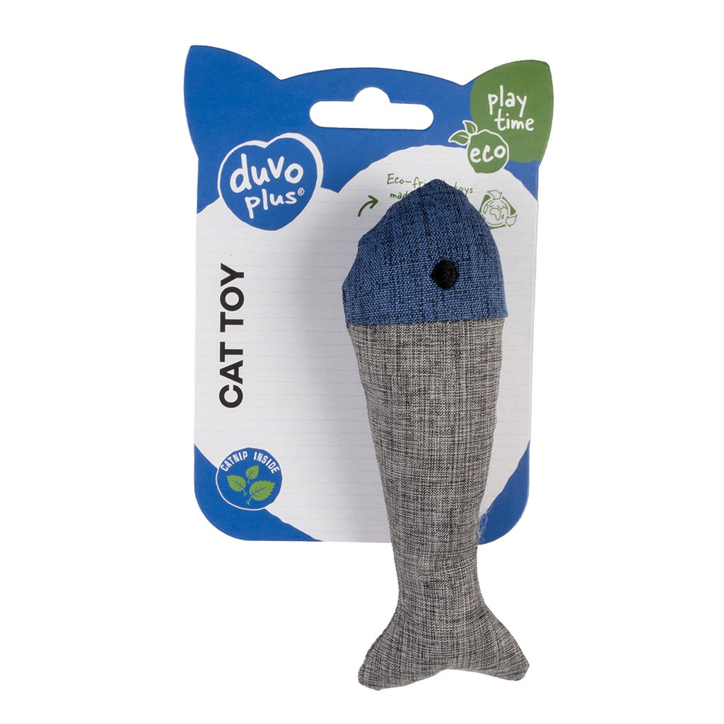 Duvo+ ECO Navy Fish & Catnip | Catnip-Filled Fish Toy for Cats 13.5x4.5x3cm