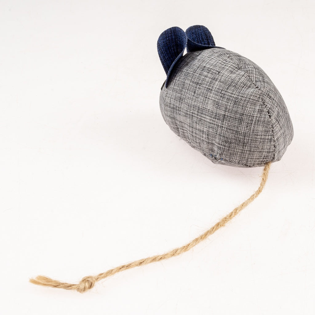 Duvo+ ECO Navy Mouse & Catnip 8,5x4,5x6cm Blue/Grey | Eco-Friendly Catnip Mouse