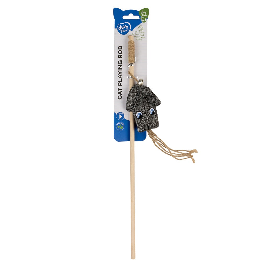 Duvo+ ECO Navy Playing Rod Squid Catnip | Interactive Cat Toy with Squid & Wand 40cm