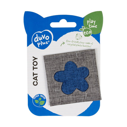 Duvo+ ECO Navy Square & Catnip 8x8x1cm Blue/Grey | Eco-Friendly Catnip Toy