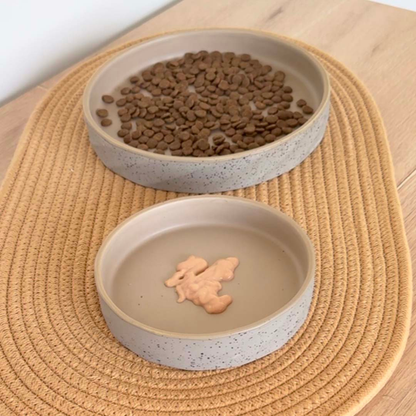 Duvo Feeding Plate Stone Wavy Dune 260ml | Ceramic Feeding Bowl