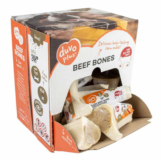 Duvo+ Filled Beef Bone Meats with Chicken | Long-Lasting Dog Chew with Chicken Filling