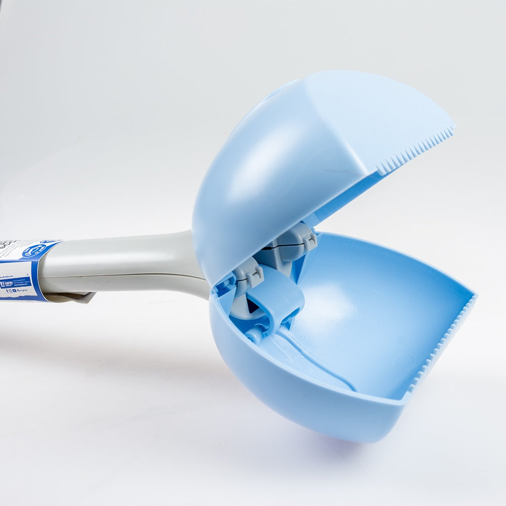 Duvo+ Foldable Poop Scooper Grey/blue | Extendable Waste Pick-Up Tool for Dogs
