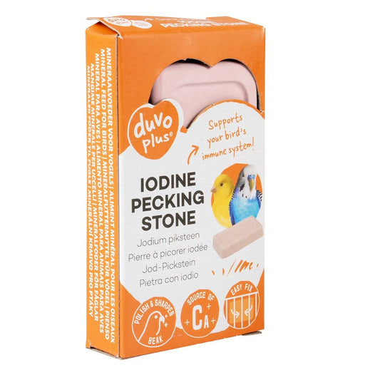 Duvo+ Iodine Pecking Stone S 30g Pink | Mineral Supplement for Birds