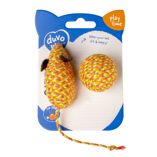 Duvo+ Jolly Mouse & Ball Orange | 2-in-1 Cat Toy with Ball