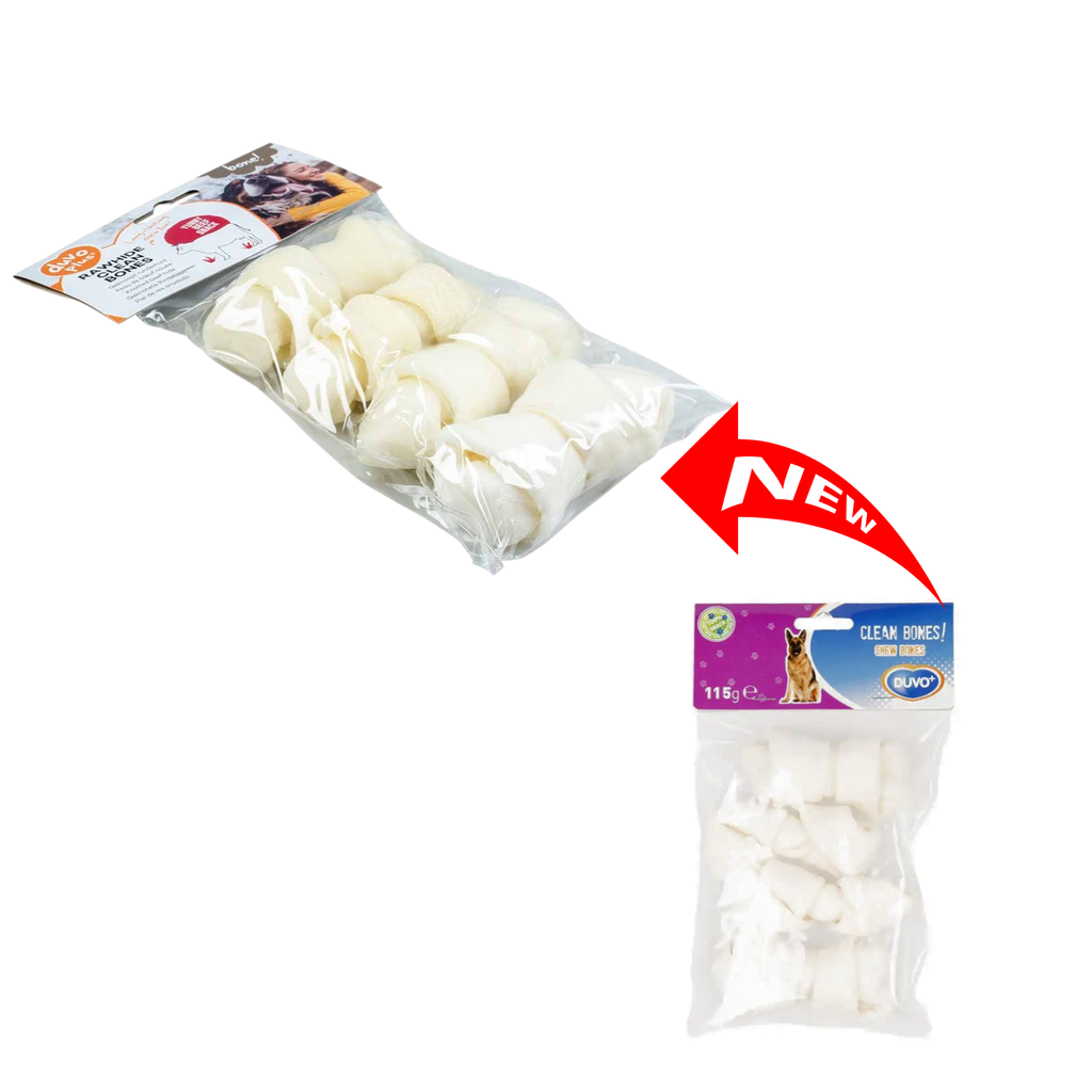 Duvo+ Knotted Bone 4pcs 9cm | Small Natural Chews for Toy Breeds & Puppies