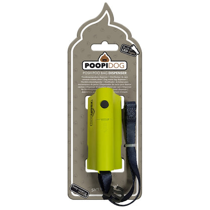 Duvo+ Poopi Dog LED Poo Bag Dispenser | Illuminated Waste Bag Holder for Night Walks (Lime)
