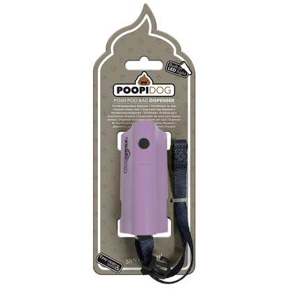 Duvo+ Poopi Dog LED Poo Bag Dispenser Purple | Illuminated Waste Bag Holder for Night Walks