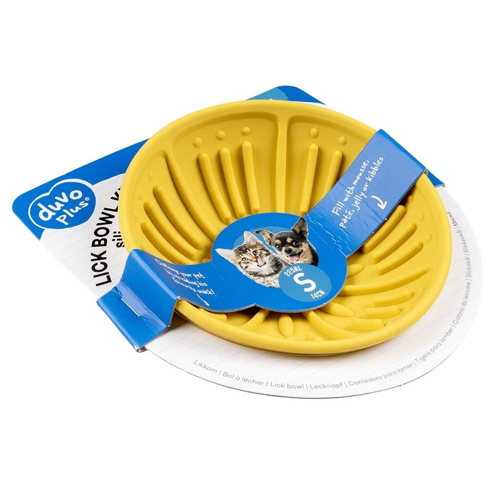 Duvo+ Lick Feeding Bowl For Dogs And Cat Kiwi Yellow | Slow Licking Mat Bowl 14x14x6.5cm