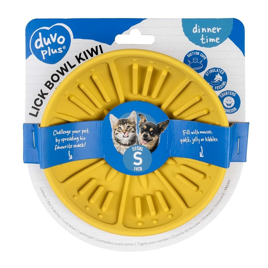 Duvo+ Lick Feeding Bowl For Dogs And Cat Kiwi Yellow | Slow Licking Mat Bowl 14x14x6.5cm
