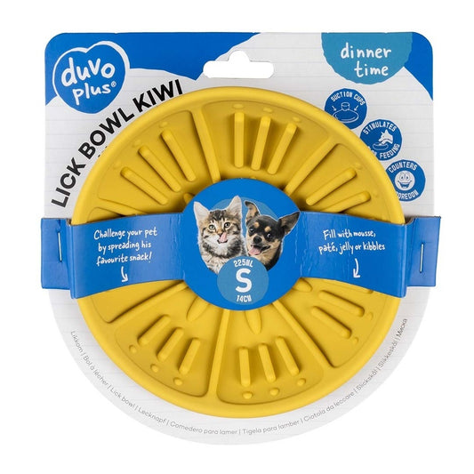Duvo+ Lick Feeding Bowl For Dogs And Cat Kiwi Yellow | Slow Licking Mat Bowl 14x14x6.5cm