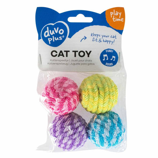 Duvo+ Multi Ball with Sound Multicolour | Set of 4 Interactive Cat Toys 5x5x5cm