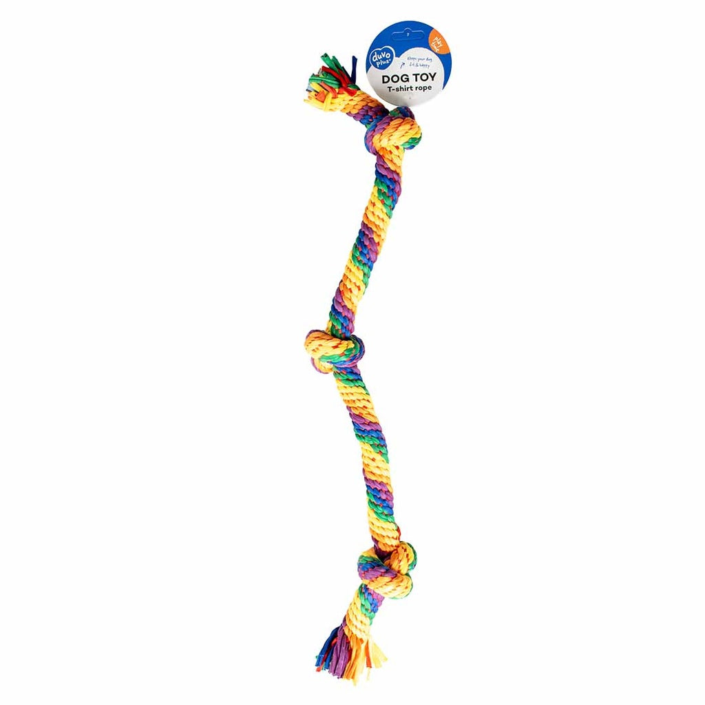 Duvo+ Multicolour Sweater Rope 3 knots | Durable Cotton Tug Toy for Dogs 63cm