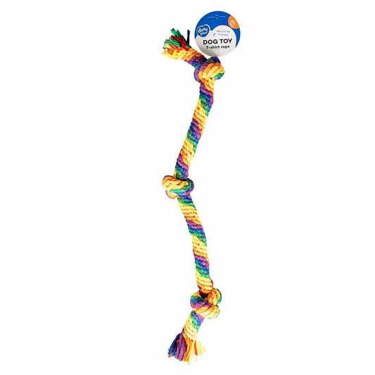 Duvo+ Multicolour Sweater Rope 3 knots | Durable Cotton Tug Toy for Dogs 63cm