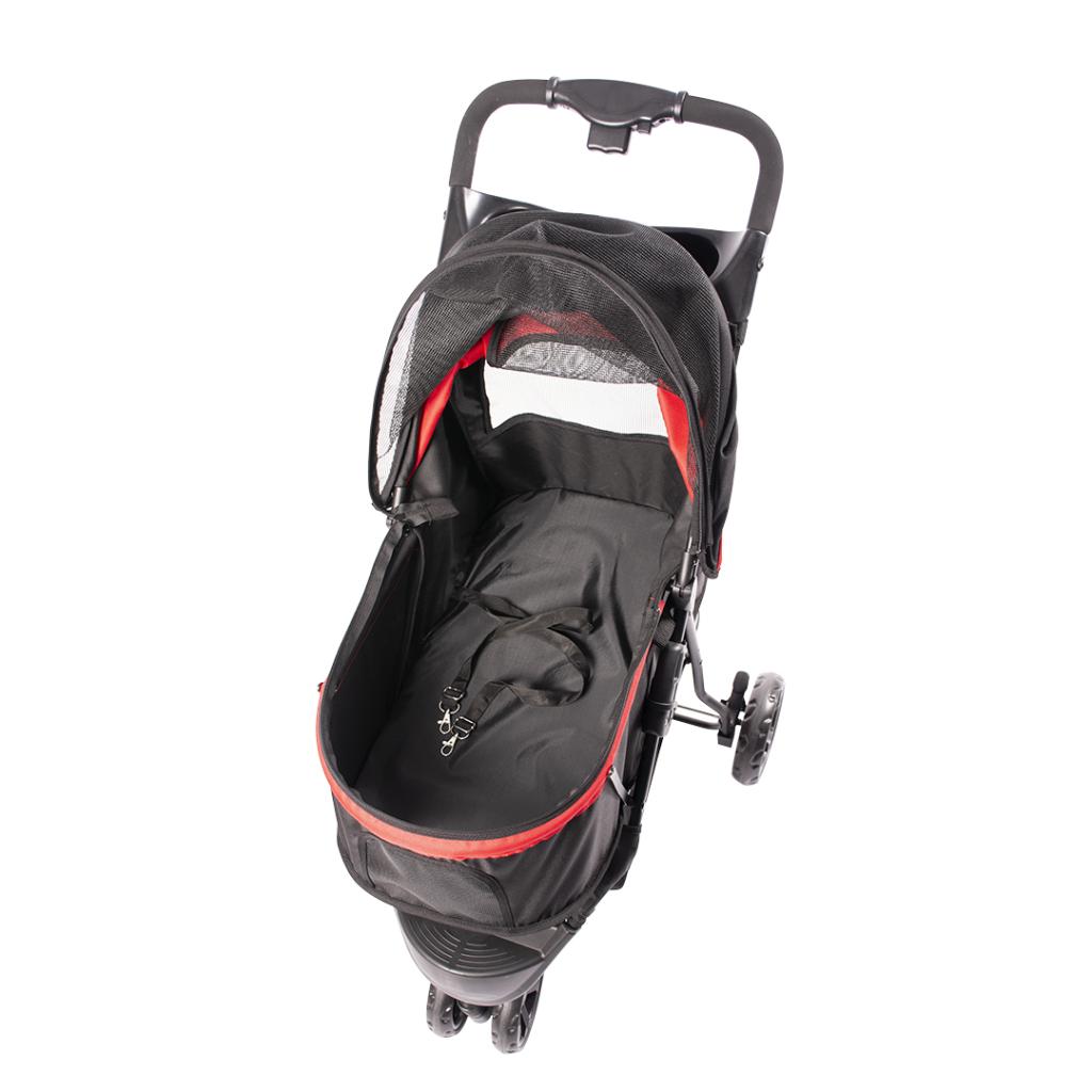 Duvo+ Pet Buggy 3-Wheeler Red/Black | Lightweight Dog & Cat Stroller up to 15kg
