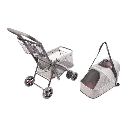 Duvo+ Pet Buggy Stroller Deluxe | Lightweight Dog & Cat Stroller - Grey