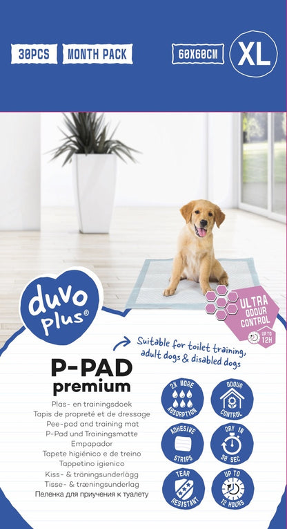 Duvo+ Pet Pad Premium Month Pack XL 60x60cm Odour Control 30pcs | Large Puppy Training Pads