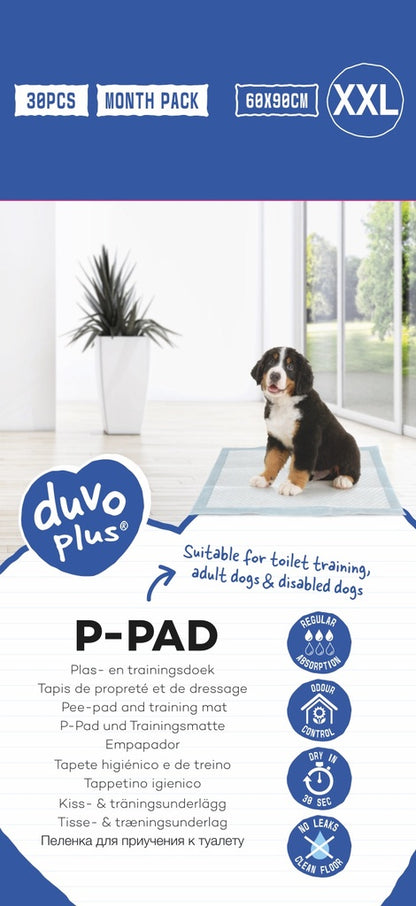 Duvo+ Pet Pad Standard Month Pack XXL 60x90cm 30pcs | Extra Large Basic Puppy Training Pads