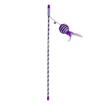 Duvo+ Playing Rod Catchy Glitter Ball Purple | Interactive Cat Wand with Glitter Ball