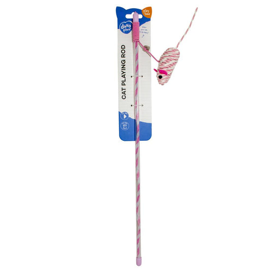 Duvo+ Playing Rod Catchy Paper Mouse Pink | 16-Piece Cat Wand Toy Set with Crinkle Mouse