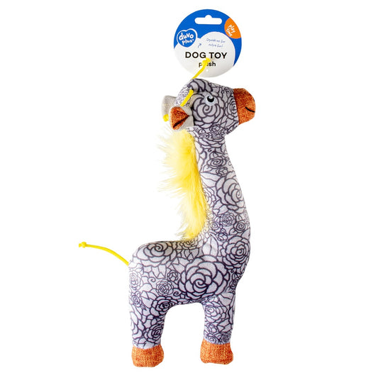 Duvo+ Plush Giraffe Retro Dog Toy - Grey | Vintage-Style Plush Dog Toy