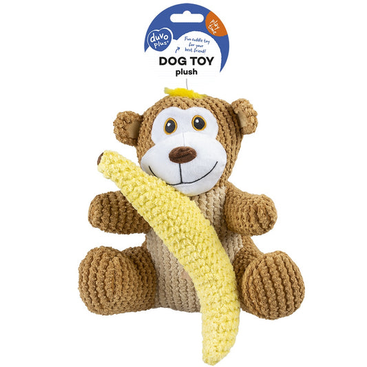 Duvo+ Plush Duo Monkey + Banana Multicolour | 2-in-1 Monkey and Banana Dog Toy