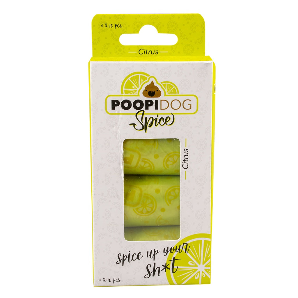 Duvo+ Poopi Dog Poo Bag Spice Lime Citrus Scent 4 x 15pcs | Fresh Scented Waste Bags