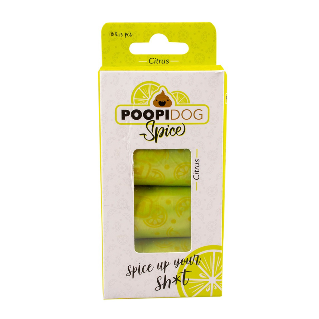 Duvo+ Poopi Dog Poo Bag Spice Lime Citrus 8 x 15pcs | Fresh Citrus-Scented Waste Bags