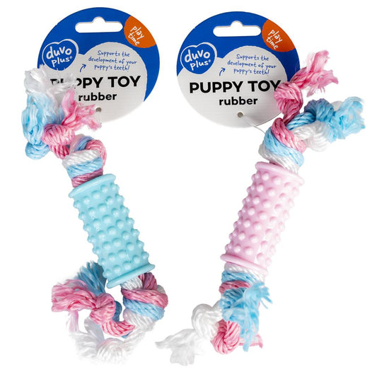 Duvo+ Puppy Toy TPR Stick with Nylon Rope 20cm | Interactive Teething Toy