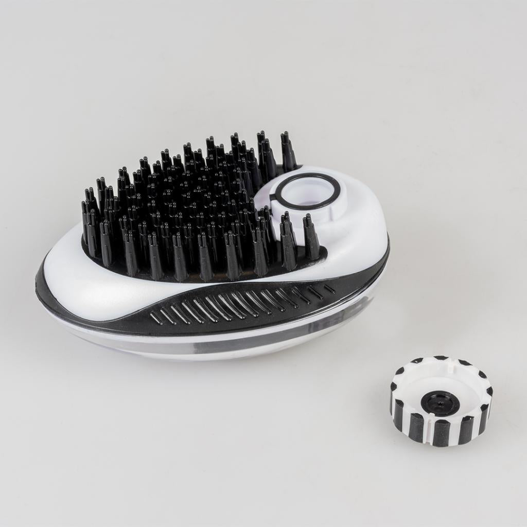 Duvo+ Shampoo And Massage Brush Black | Silicone Brush with Shampoo Container for Dogs